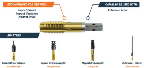 HMT VersaDrive ImpactaTap 5 Pc Set: M6, M8, M10, M12, M16 308010-SET1-HMR - ImpactaTap Adapters.jpg